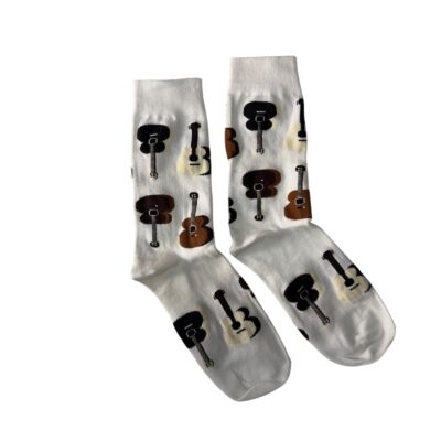 גרביים מעוצבים - גיטרות בס רקע קרם