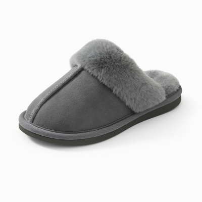 חדש!! נוער/נשים- נעלי בית מפנקות - פרווה אפור תפר