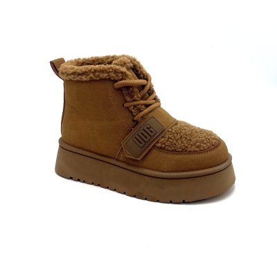 להיט! דגם 682-7 נעלי פרווה פלטפורמה שרוכים 3/4 - צבע: כאמל מומלץ להזמין מידה יותר!