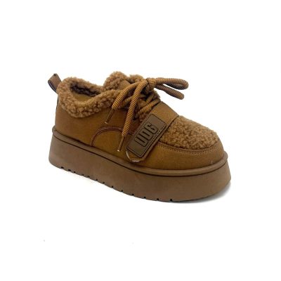 להיט! דגם 682-6 נעלי פרווה פלטפורמה שרוכים קצר - צבע: כאמל  מומלץ להזמין מידה יותר!