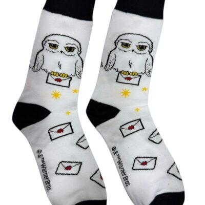 גרביים מעוצבים - ינשוף הדואר הקסום הארי פוטר רקע לבן