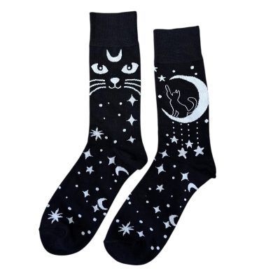 גרביים משלימות בסטייל  - חתול וירח