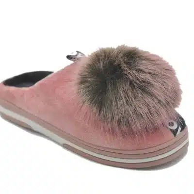 נעלי בית לנשים פון פון פרווה חצי ורוד - חצי שחור