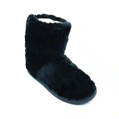 נעלי בית גבוהות פרווה משובצת מפנקת שחור