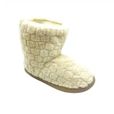 נעלי בית גבוהות פרווה משובצת מפנקת בז'