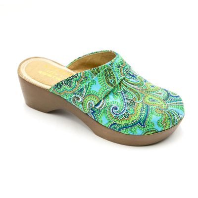 דגם: 245 כפכפי וינטג' פלטפורמה פייזלי טורקיז