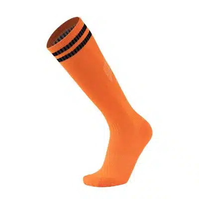 גרבי כדורגל ומעודדות  ברך מגניבים למבוגרים - צבע כתום פסים שחורים