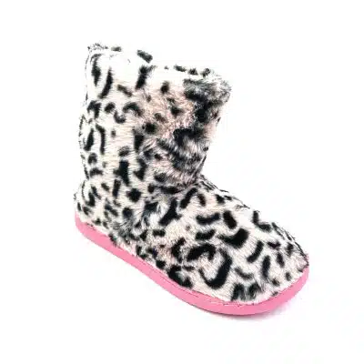 נעלי בית גבוהות פרווה מפנקת מנומר ורוד