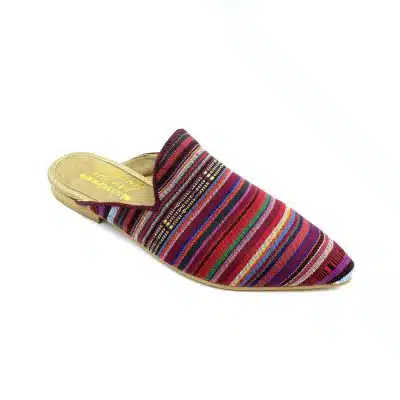 דגם: 177 כפכפי שפיץ מעוצב סולית פורו - פסים אתניים בורדו 891