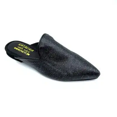 דגם: 177 כפכפי שפיץ מעוצב סולית פורו - נצנץ שחור 9910