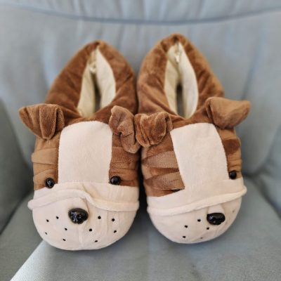 נעלי בית חיות- מידות גדולות גם לגברים! כלב - צבע: חום/בז' חדש!!