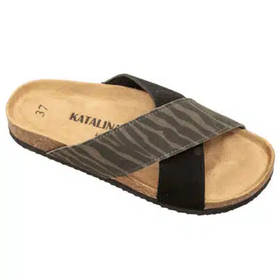 דגם: 489 COMFORT כפכפים אורטופדים X - זברה משולב שחור דמוי זמש מבצע זוג שני רק 100 ש"ח !