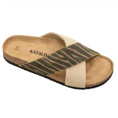 דגם: 489 COMFORT כפכפים אורטופדים X - זברה משולב בז' דמוי זמש מבצע זוג שני רק 100 ש"ח !