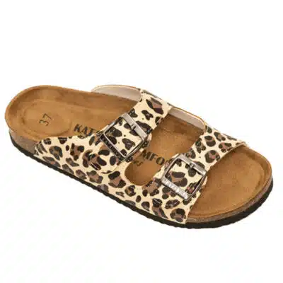 דגם: 488 COMFORT כפכפים אורטופדים 2 אבזמים - מנומר חום/בז' מבצע זוג שני רק 100 ש"ח !