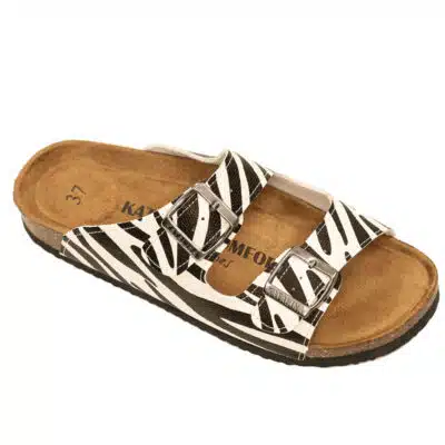 דגם: 488 COMFORT כפכפים אורטופדים 2 אבזמים - זברה שחור/לבן מבצע זוג שני רק 100 ש"ח !