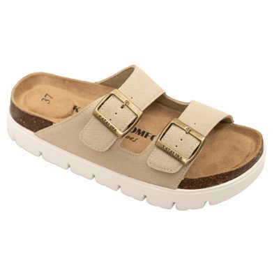 דגם: 490 COMFORT כפכפים אורטופדים פלטפורמה 2 אבזמים - בז' דמוי זמש  חדש באתר! מבצע זוג שני רק 100 ש"ח !