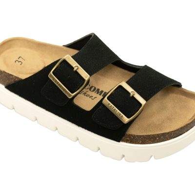 דגם: 490 COMFORT כפכפים אורטופדים פלטפורמה 2 אבזמים - שחור דמוי זמש חדש ! מבצע זוג שני רק 100 ש"ח !